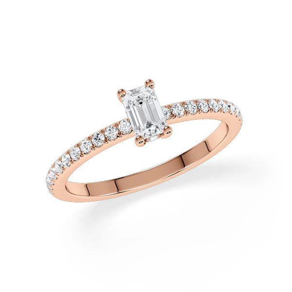 Verlobungsring Hidden Halo & Pave Emerald mit Lab Grown Diamant ab 0.50ct