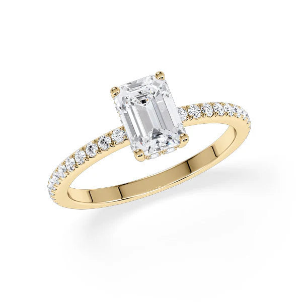 Verlobungsring Hidden Halo & Pave Emerald mit Lab Grown Diamant ab 1.50ct