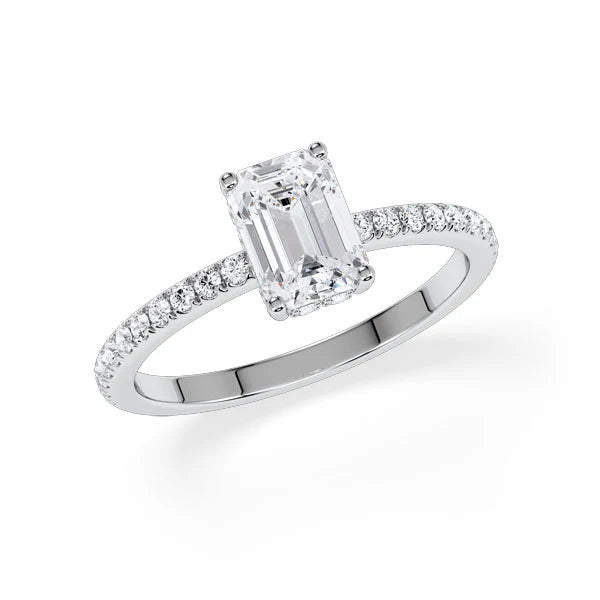 Verlobungsring Hidden Halo & Pave Emerald mit Lab Grown Diamant ab 1.50ct