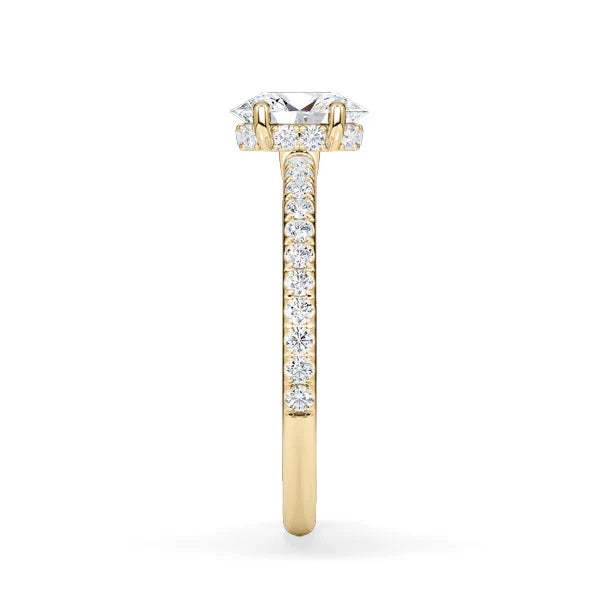 Verlobungsring Hidden Halo & Pave Oval mit Lab Grown Diamant ab 0.50ct