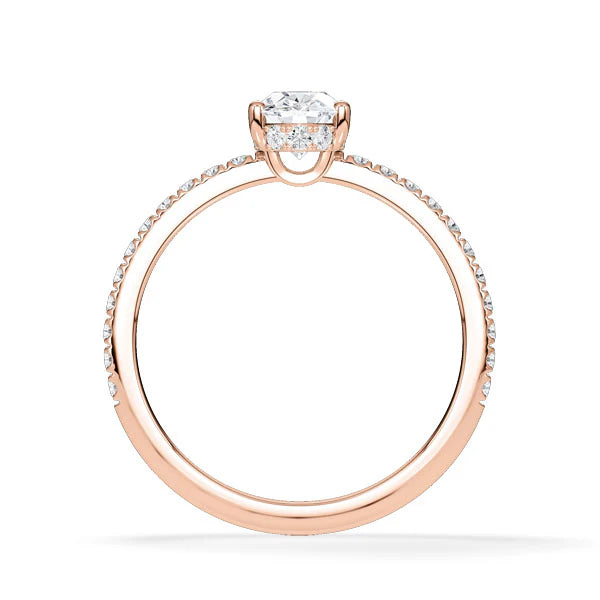 Verlobungsring Hidden Halo & Pave Oval mit Lab Grown Diamant ab 0.50ct