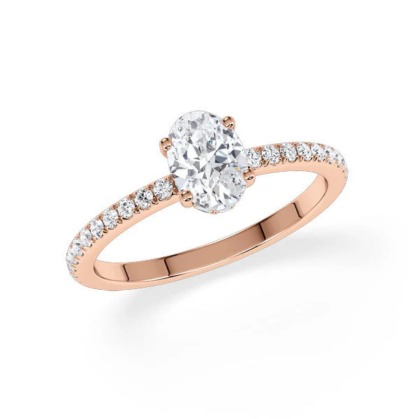 Verlobungsring Hidden Halo & Pave Oval mit Lab Grown Diamant ab 0.50ct