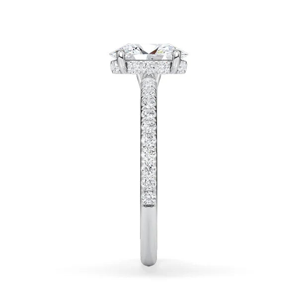 Verlobungsring Hidden Halo & Pave Oval mit Lab Grown Diamant ab 1.50ct