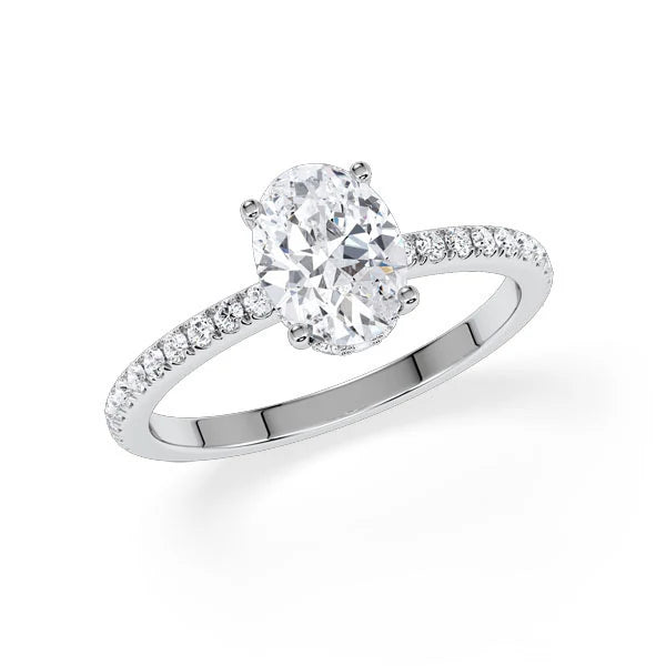 Verlobungsring Hidden Halo & Pave Oval mit Lab Grown Diamant ab 1.50ct
