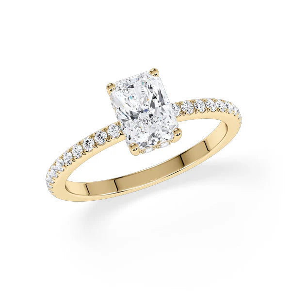Verlobungsring Hidden Halo & Pave Radiant mit Lab Grown Diamant ab 1.50ct