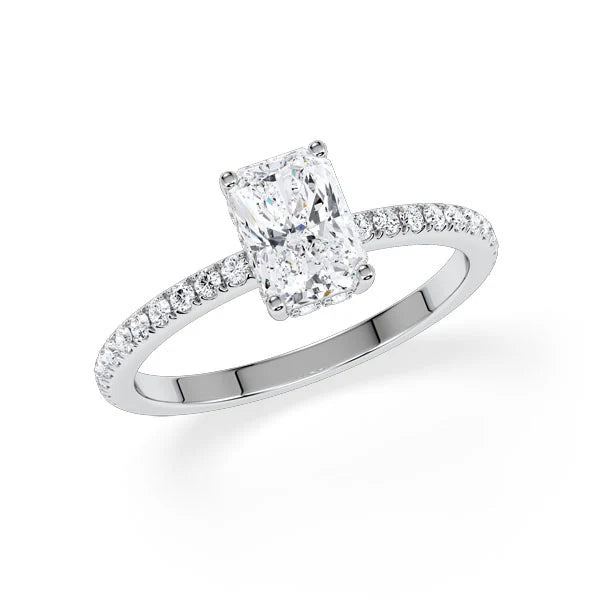 Verlobungsring Hidden Halo & Pave Radiant mit natürlichem Diamant ab 1.00ct