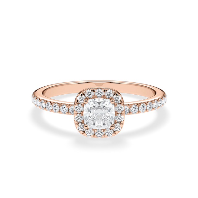 Verlobungsring Cushion mit Hidden Halo & Pavé Lab Grown Diamanten ab 0,50ct