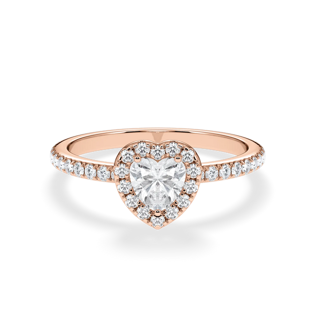 Verlobungsring Herz mit Halo & Pavé natürlichem Diamanten ab 0.50ct