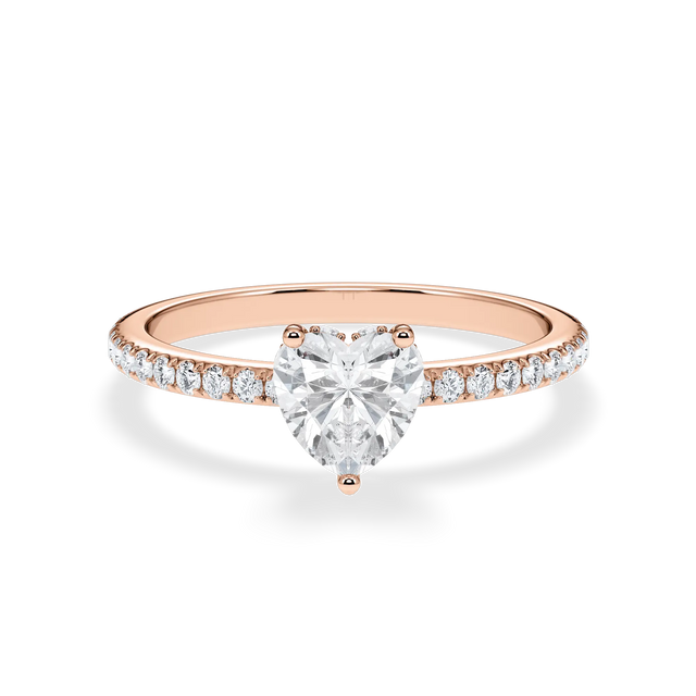 Verlobungsring Herz mit Hidden Halo & Pavé natürlichem Diamanten ab 1.00ct