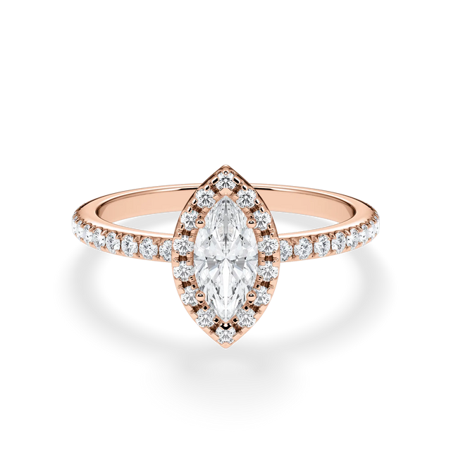 Verlobungsring Marquise mit Halo & Pavé Lab Grown Diamanten ab 0.50ct