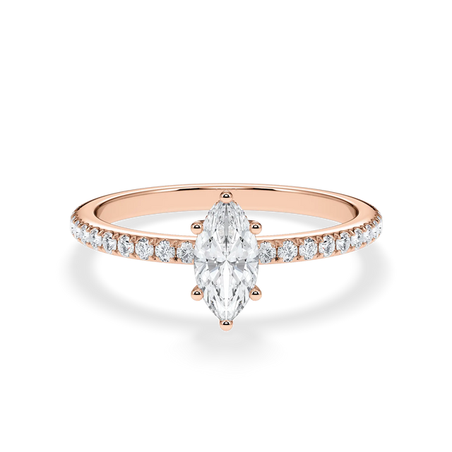 Verlobungsring Marquise mit Hidden Halo & Pavé natürlichem Diamanten ab 0.50ct