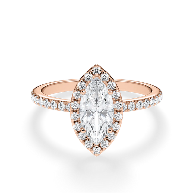 Verlobungsring Marquise mit Halo & Pavé Lab Grown Diamanten ab 1.00ct