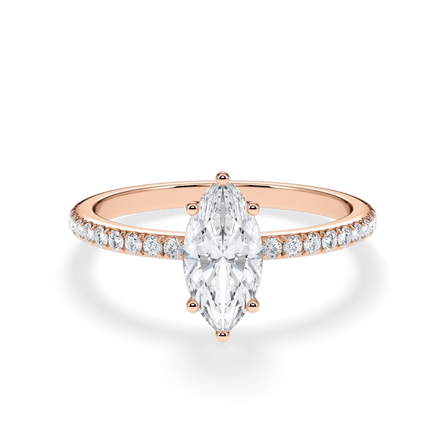 Verlobungsring Marquise mit Hidden Halo & Pavé Lab Grown Diamanten ab 1.00ct