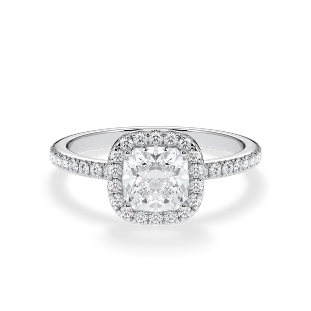Verlobungsring Cushion mit Halo & Pavé Lab Grown Diamanten ab 1,00ct