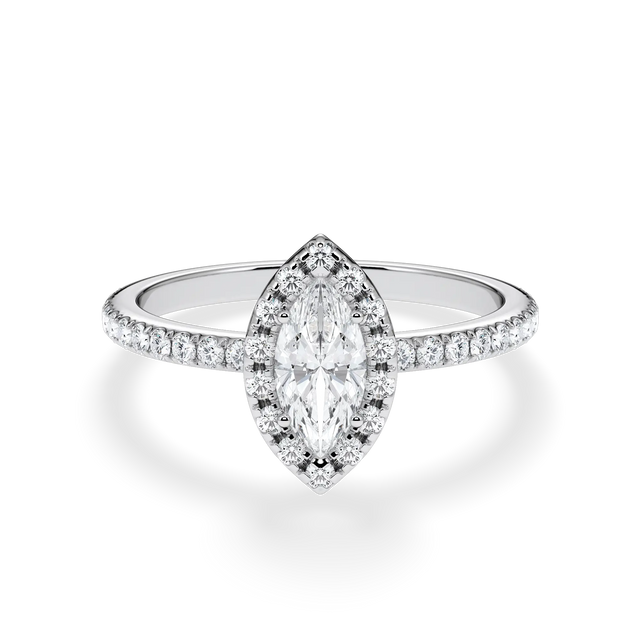 Verlobungsring Marquise mit Halo & Pavé Lab Grown Diamanten ab 0.50ct