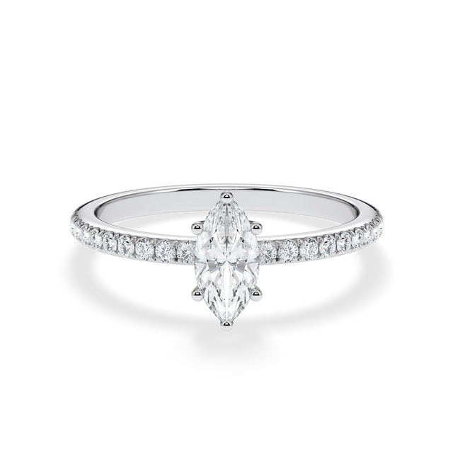 Verlobungsring Marquise mit Hidden Halo & Pavé Lab Grown Diamanten ab 0.50ct