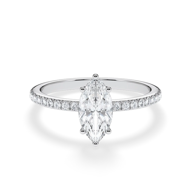 Verlobungsring Marquise mit Hidden Halo & Pavé natürlichem Diamanten ab 1.00ct