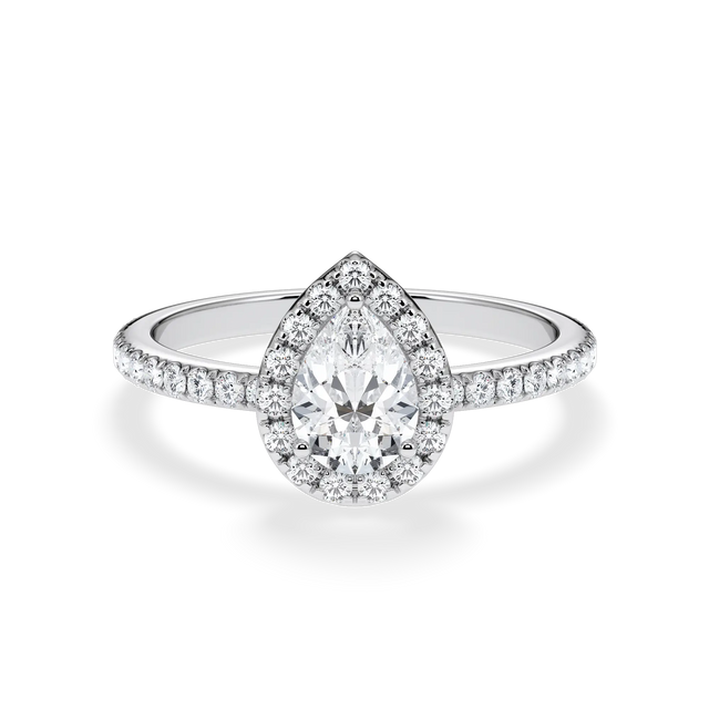 Verlobungsring Tropfen mit Halo & Pavé Lab Grown Diamanten ab 0.50ct