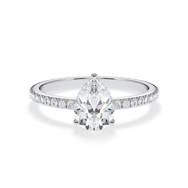 Verlobungsring Tropfen mit Hidden Halo & Pavé Lab Grown Diamanten ab 1.00ct