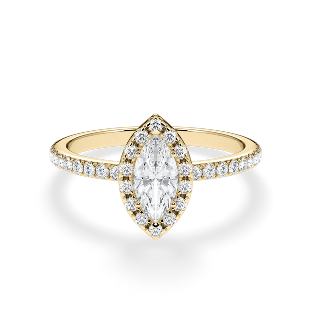 Verlobungsring Marquise mit Halo & Pavé Lab Grown Diamanten ab 0.50ct