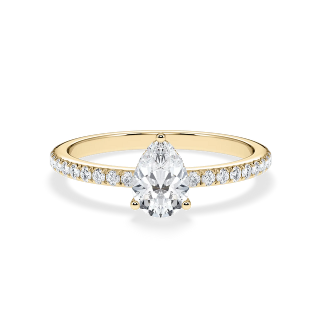 Verlobungsring Tropfen mit Hidden Halo & Pavé natürlichem Diamanten ab 0.50ct