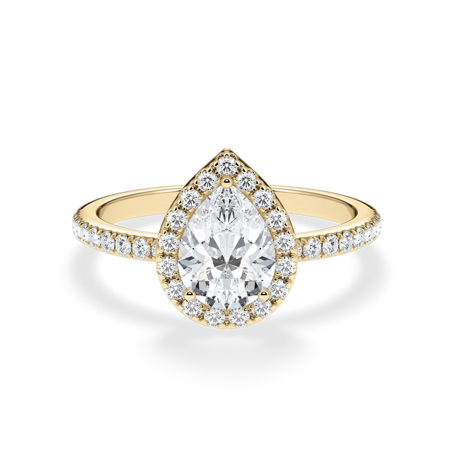 Verlobungsring Tropfen mit Halo & Pavé natürlichem Diamanten ab 1.00ct