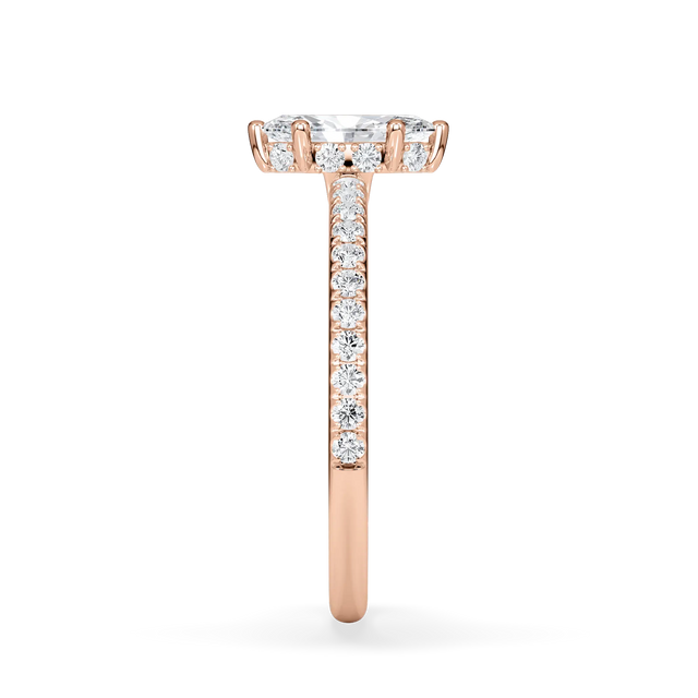 Verlobungsring Marquise mit Hidden Halo & Pavé natürlichem Diamanten ab 0.50ct