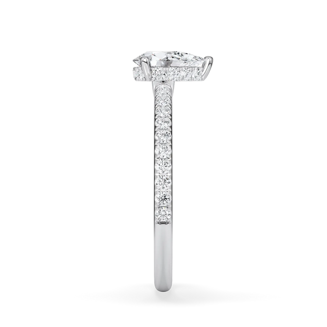 Verlobungsring Tropfen mit Hidden Halo & Pavé natürlichem Diamanten ab 0.50ct