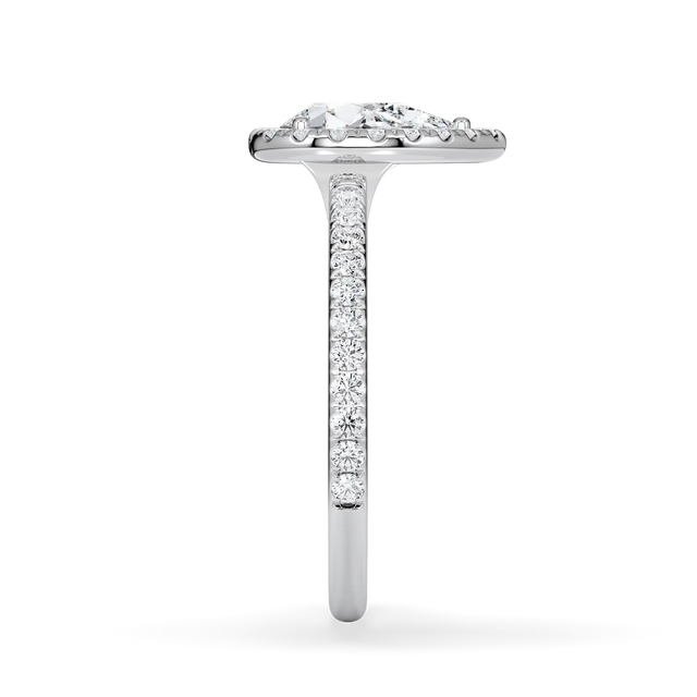 Verlobungsring Tropfen mit Halo & Pavé natürlichem Diamanten ab 1.00ct
