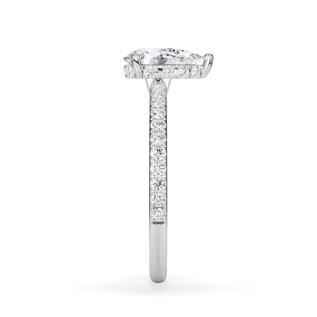 Verlobungsring Tropfen mit Hidden Halo & Pavé Lab Grown Diamanten ab 1.00ct