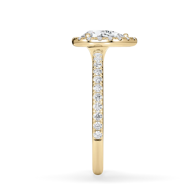 Verlobungsring Tropfen mit Halo & Pavé Lab Grown Diamanten ab 0.50ct
