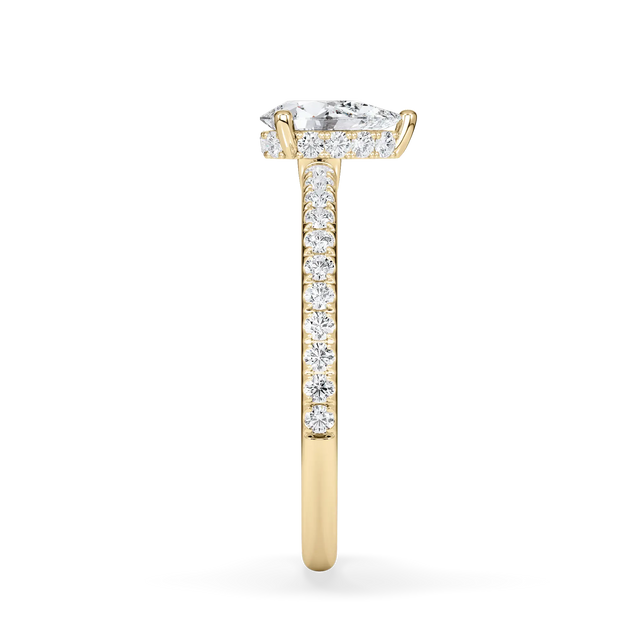 Verlobungsring Tropfen mit Hidden Halo & Pavé natürlichem Diamanten ab 0.50ct