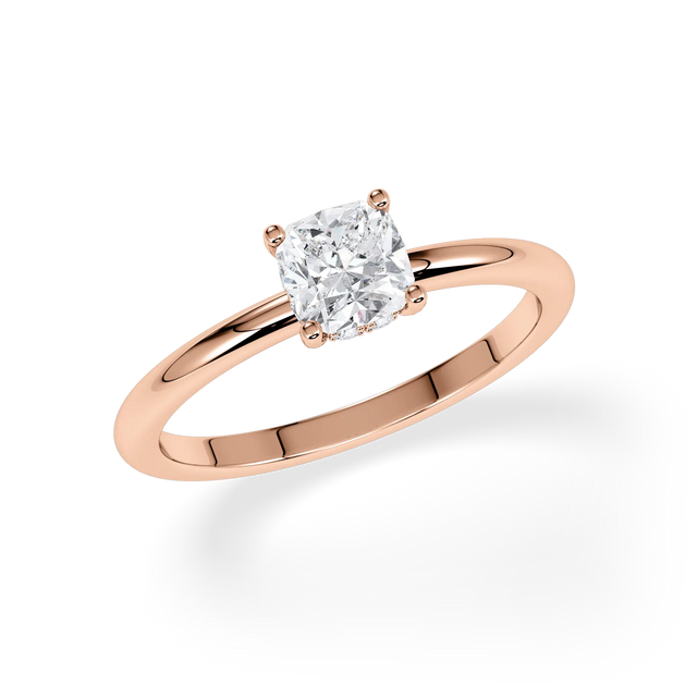 Verlobungsring Cushion mit Hidden Halo & natürlichem Diamanten ab 0.50ct