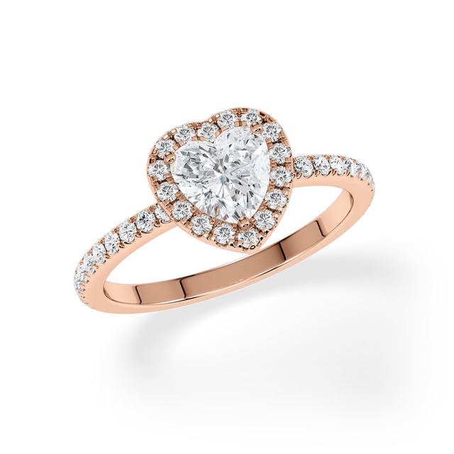 Verlobungsring Herz mit Halo & Pavé Lab Grown Diamanten ab 1.00ct