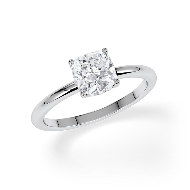 Verlobungsring Cushion mit Hidden Halo & natürlichem Diamanten ab 1,00ct