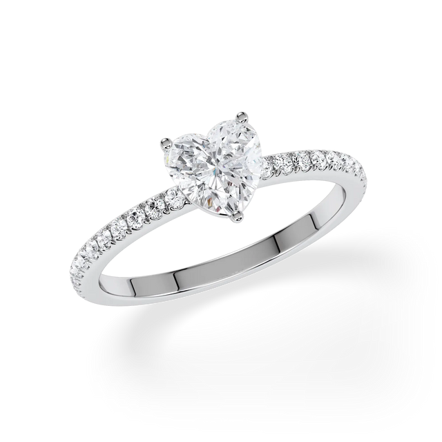 Verlobungsring Herz mit Hidden Halo & Pavé Lab Grown Diamanten ab 1.00ct