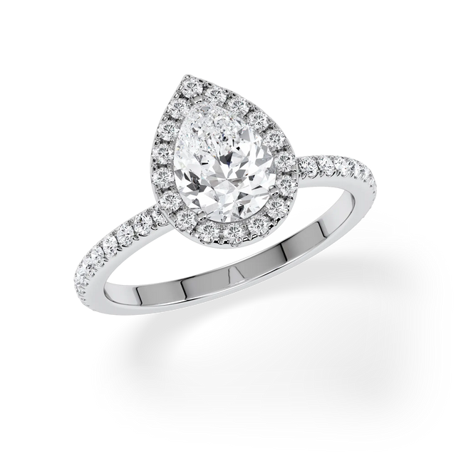 Verlobungsring Tropfen mit Halo & Pavé Lab Grown Diamanten ab 1.00ct