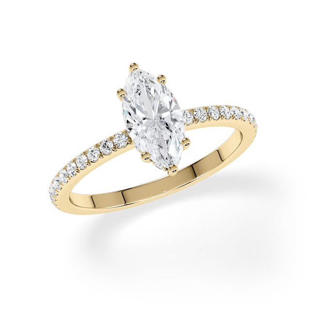 Verlobungsring Marquise mit Hidden Halo & Pavé Lab Grown Diamanten ab 1.00ct