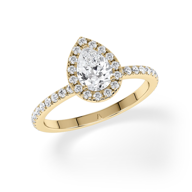 Verlobungsring Tropfen mit Halo & Pavé Lab Grown Diamanten ab 0.50ct