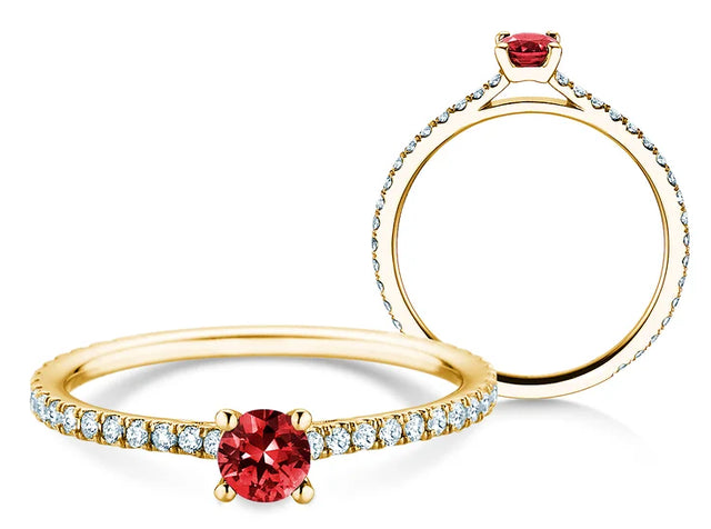 Verlobungsring Bright 14K Gelbgold mit Saphir 0,20ct und Diamanten 0,27ct