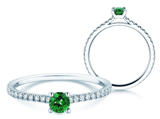 Verlobungsring BRIGHT mit Edelstein Smaragd & Diamanten