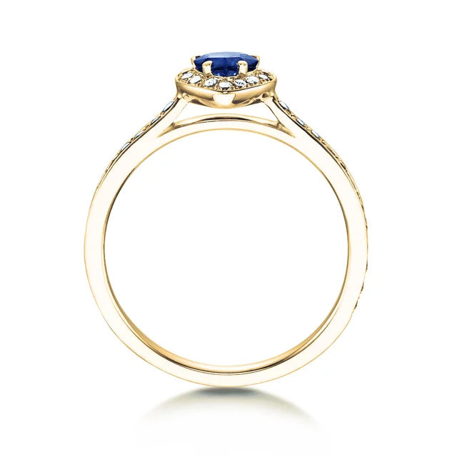 Verlobungsring HEART SAPHIR Gelbgold mit Saphir & Diamanten