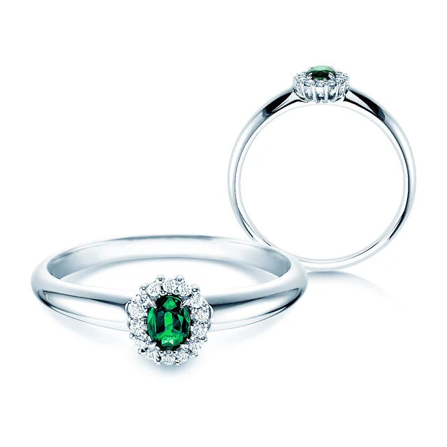 Verlobungsring JOLIE mit Edelstein Smaragd & Diamanten