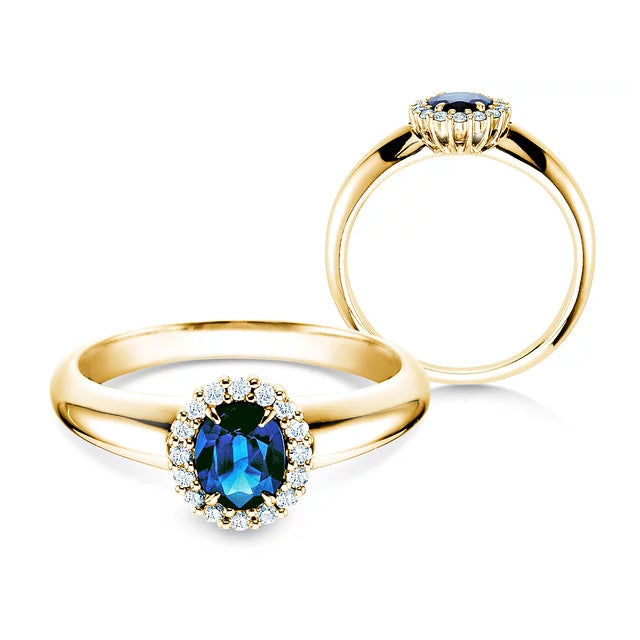 Verlobungsring WINDSOR mit Edelstein Saphir & Diamanten
