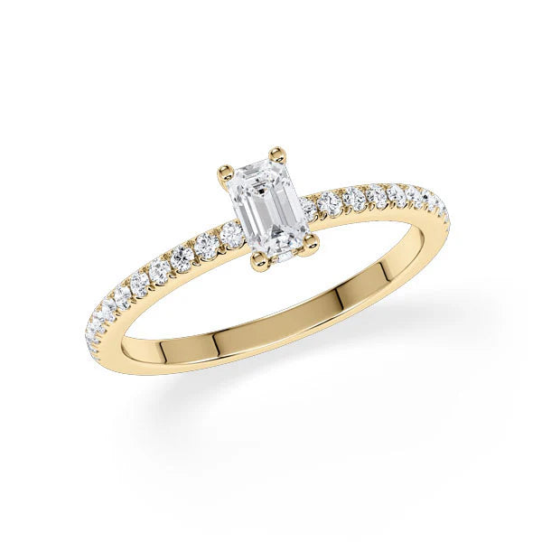 Verlobungsring Hidden Halo & Pave Emerald mit natürlichem Diamant ab 0.50ct