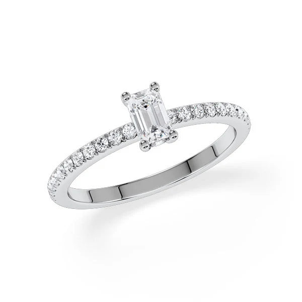 Verlobungsring Hidden Halo & Pave Emerald mit natürlichem Diamant ab 0.50ct