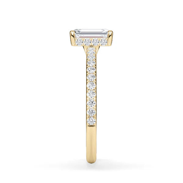 Verlobungsring Hidden Halo & Pave Emerald mit Lab Grown Diamant ab 1.50ct