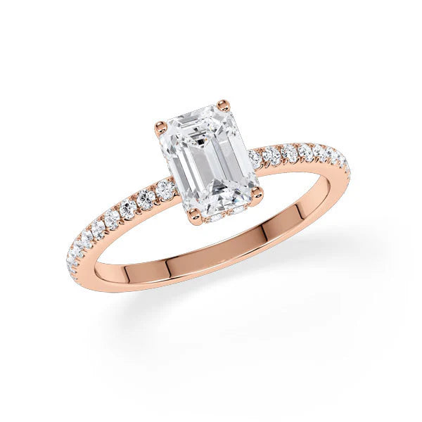 Verlobungsring Hidden Halo & Pave Emerald mit Lab Grown Diamant ab 1.50ct