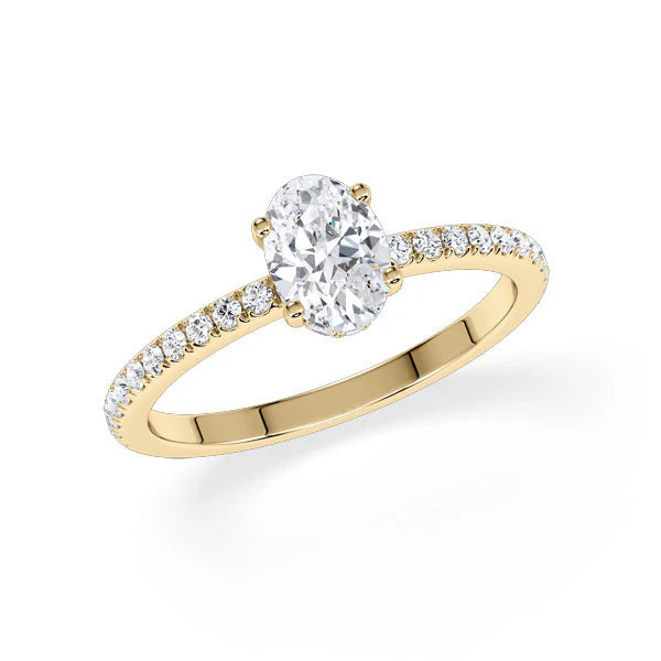 Verlobungsring Hidden Halo & Pave Oval mit natürlichem Diamant ab 0.50ct