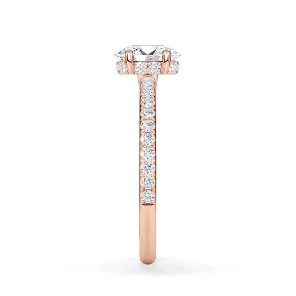 Verlobungsring Hidden Halo & Pave Oval mit Lab Grown Diamant ab 0.50ct